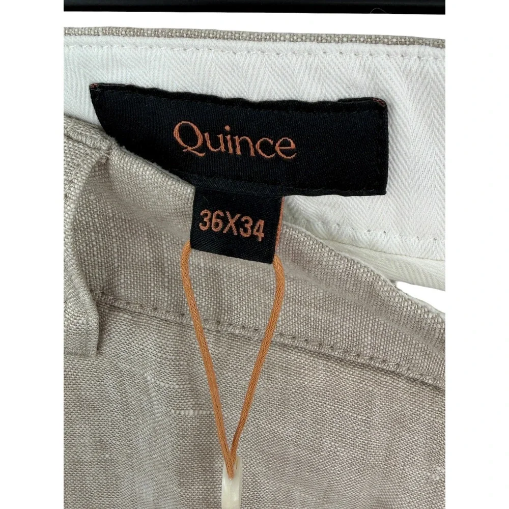 Quince 100% European Linen Trousers Mens 36x34 Flax Beige NWT Minimalist Neutral